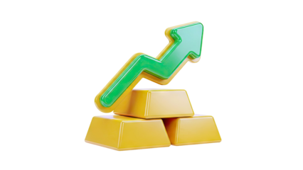 Gold Bars with Upward Trend Arrow