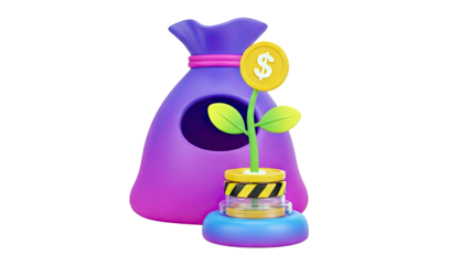 Money Bag and Growing Coin Plant
