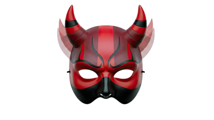 Red and Black Devil Mask with Horns