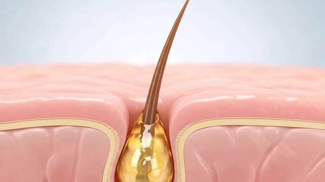 Advanced 3D Medical Illustration of Hair Follicle Structure and Scalp Health Treatment