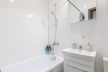 modern bathroom room with toilet and washing machine