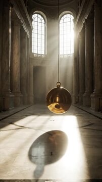 Sunlit Hall with Golden Pendulum