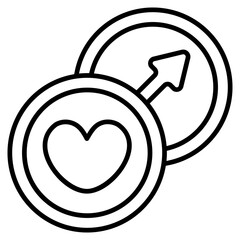 Love Coin icon with outline style and pixel perfect base. Suitable for website design, logo, app and UI. Based on the size of the icon in general, so it can be reduced.