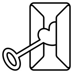 Key Heart icon with outline style and pixel perfect base. Suitable for website design, logo, app and UI. Based on the size of the icon in general, so it can be reduced.