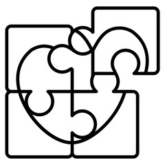 Puzzle Heart icon with outline style and pixel perfect base. Suitable for website design, logo, app and UI. Based on the size of the icon in general, so it can be reduced.