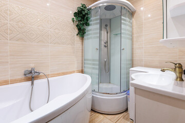 modern bathroom room with toilet and washing machine