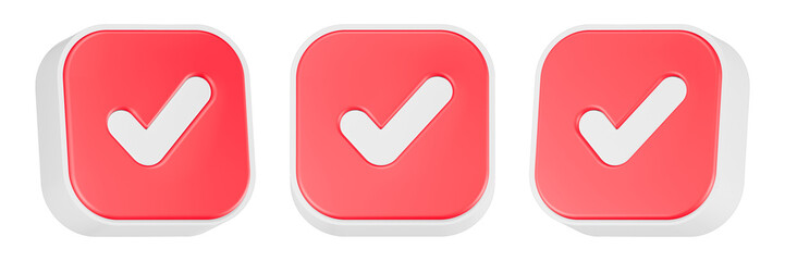 checklist icon 3d render red button