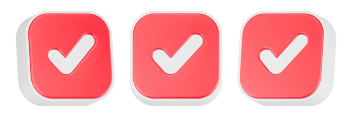 checklist icon 3d render red button