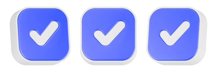 checklist icon 3d render blue button