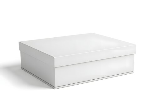 Minimalist white gift box on plain background