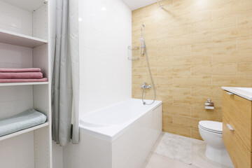 modern bathroom room with toilet and washing machine