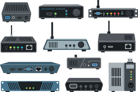Set of Communication Equipment Icons in Vector Style