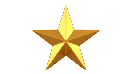 Obraz premium A 3D rendering of a golden star against a pure white background.