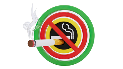 No Smoking Sign with Cigarette and Smoke