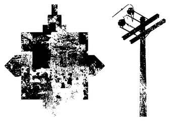 Obraz premium Grunge Textured Power Pole and Abstract Industrial Silhouette