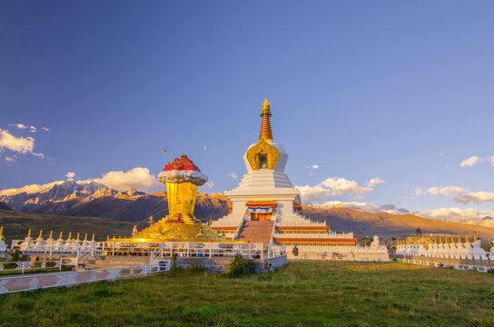 Buddhist Stupa In Ganzi Tibetan Region Landscape