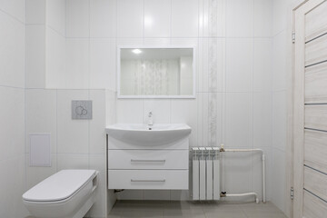modern bathroom room with toilet and washing machine
