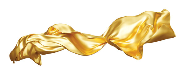 Luxury gold fabric on transparent background with copy space 3D render