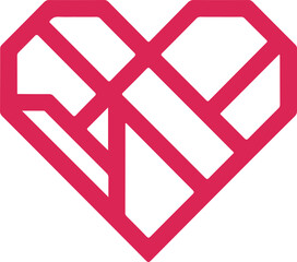 Obraz premium Abstract stylized pink heart shape made of intersecting geometric lines on transparent background