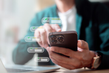 Customer Review, Quality Control, and Business Performance Concept.