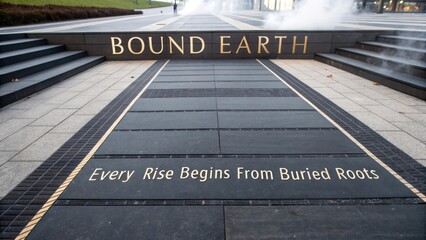 Bound Earth inscription on a modern urban pathway