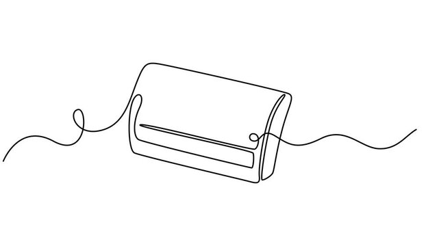 AC indoor unit animation continuous one line drawing, Air conditioner single line art minimalist style vector illustration animation, Electricity home appliance concept. Continuous line draw design.