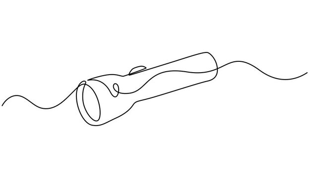 flashlight animation continuous one line drawing, Minimalism concept. Full length one line animation, one line drawing of lighting tool. single line flashlight emergency light. vector illustration.