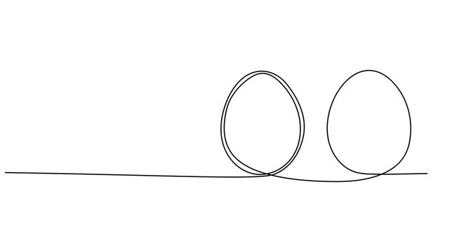 Animated egg continuous one line drawing. Easter egg linear symbol animation, Single line egg, hand drawn continuous one line The Easter symbol, minimalist one line art eggs shape drawing animation.