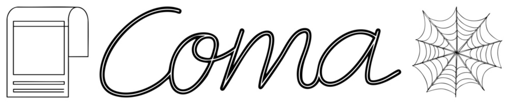 Elegant "Coma" Script Logo with Printer and Spiderweb