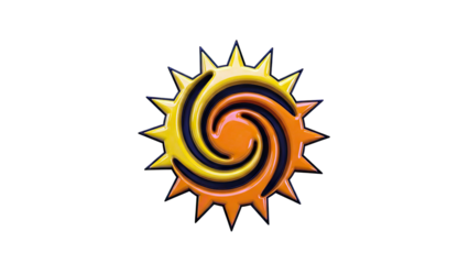 3D Swirling Sun Logo on White Background