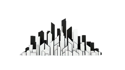 Abstract Black and White Cityscape Silhouette