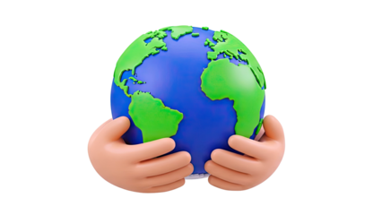 Cartoon Hands Holding Planet Earth