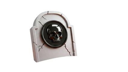 Cracked Tombstone with Skull Emblem