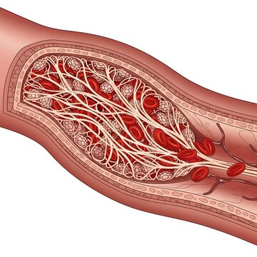 Deep Vein Thrombosis DVT Blood Clot in Leg Vein Medical Illustration.
