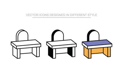 Teacher Desk vector icon stock isolated on white sheet