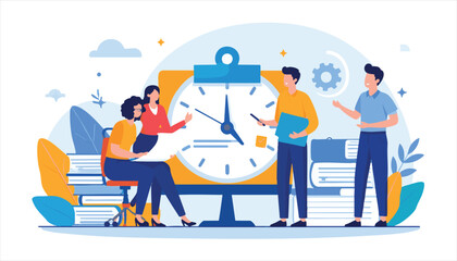 vector Busy Page Page Page Office Workers Managing Time