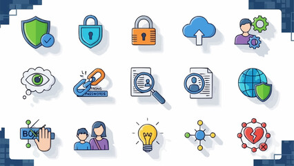 Collection of Cyber Security and Data Protection Icons.