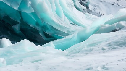 Obraz premium Abstract patterns of blue and white glacier ice and snow formations