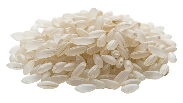 Pile of Uncooked White Arborio Rice Grains isolated PNG with Transparent Background