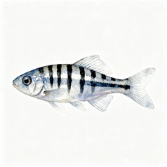 Obraz premium ebra Danio Fish, watercolor, isolated on white background