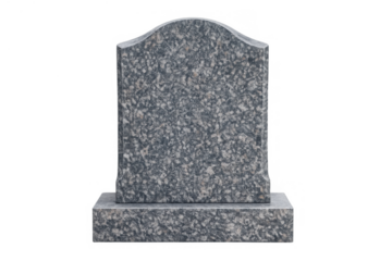 Granite tombstone standing as memorial, blank headstone for death, funeral, burial, cemetery, grief, or remembrance concepts