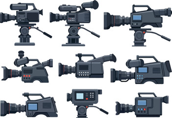 Collection of Camcorders Professional Filming Equipment