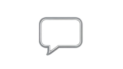 Fototapeta premium 3D Speech Bubble Icon with Silver Outline on White Background