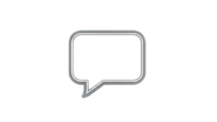 3D Speech Bubble Icon with Silver Outline on White Background