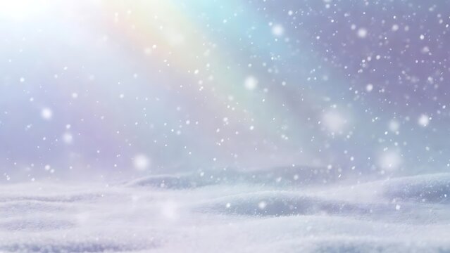 Dreamy winter wonderland with gently falling snow over soft - Powered by Adobe