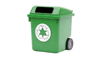 Green Recycling Bin with Wheels and Logo