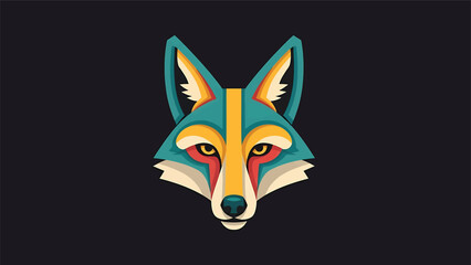 Obraz premium Geometric fox head illustration with vibrant colors and artistic design.