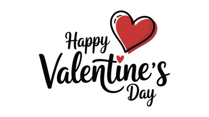 Happy valentine’s day hand lettering typography with red heart symbol isolated on white background romantic love greeting design © Zavivec