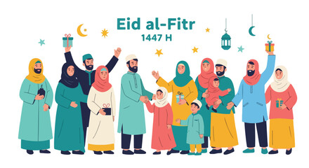 Eid al-Fitr celebration with diverse group of people