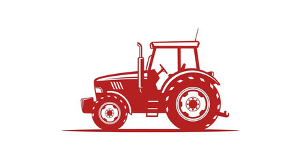 Red tractor vehicle farm equipment. © Rifky